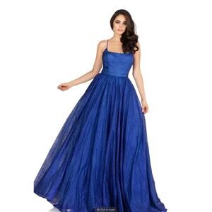 NWT Abby Paris by Lucci Lu 90018, Midnight Blue, Ballgown, Glitter Tulle, 4